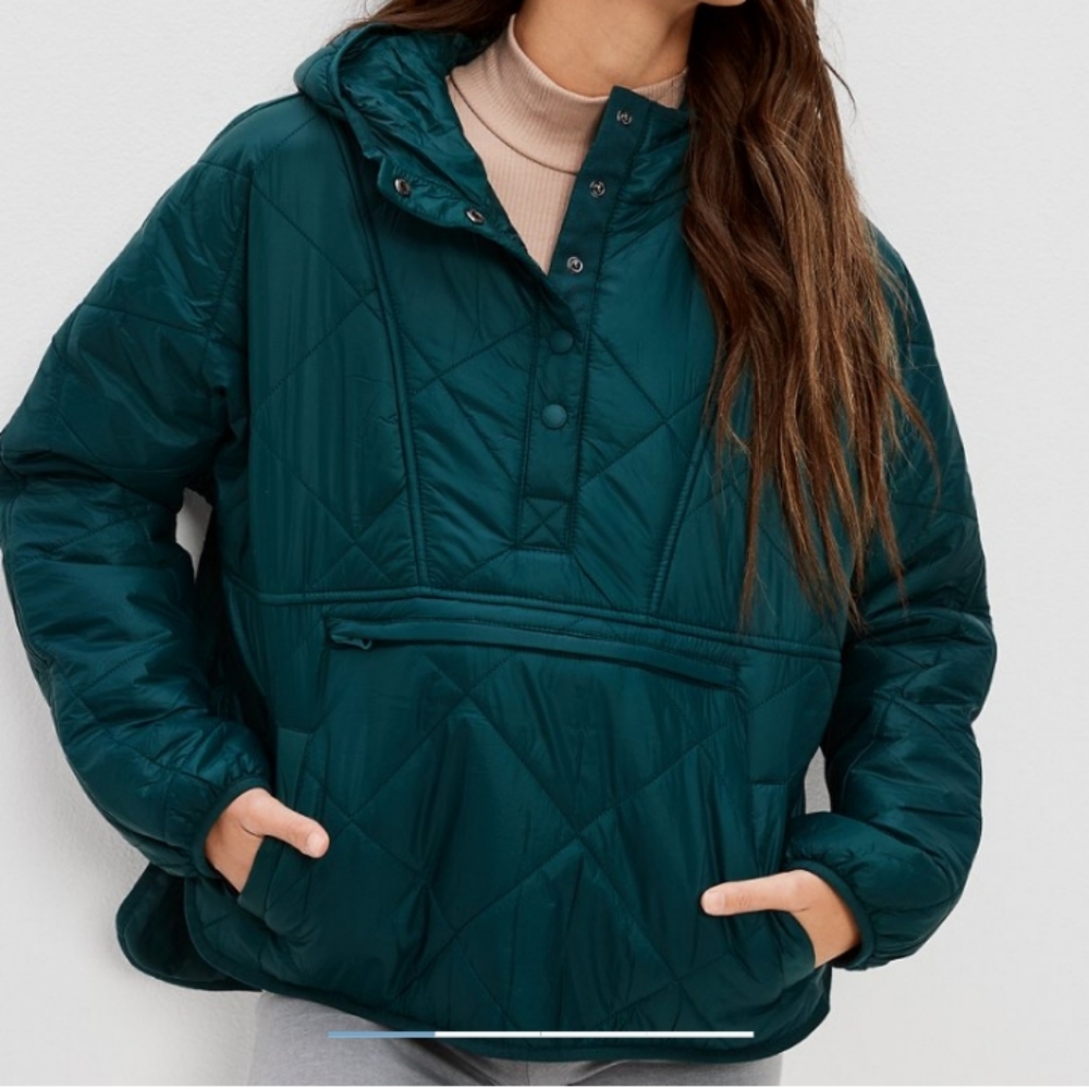 American Eagle Outfitters Teal Quilted Jacket